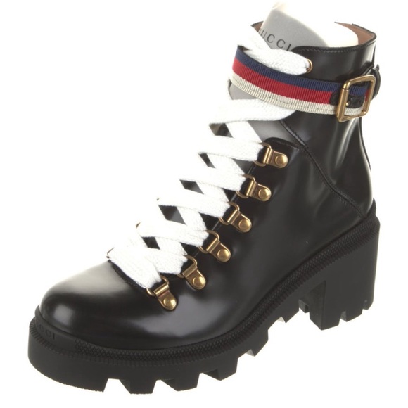 Gucci Leather Combat Boots - Picture 1 of 5